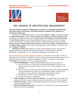 SAH Women in Architecture Bibliography 2021