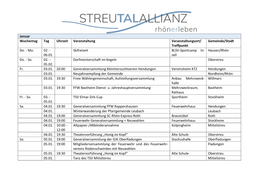 Veranstaltungskalender Streutalallianz 2020