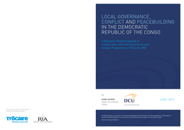 Local Governance, Conflict and Peacebuilding in the Democratic Republic of the Congo