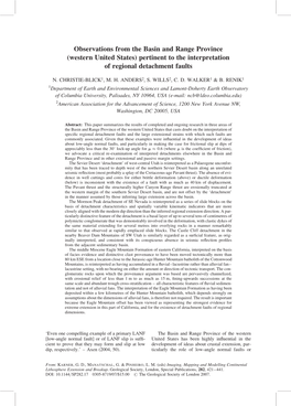 Observations from the Basin and Range Province (Western United States) Pertinent to the Interpretation of Regional Detachment Faults