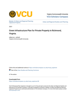 Green Infrastructure Plan for Private Property in Richmond, Virginia. Rebecca C