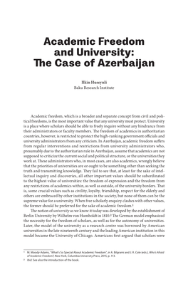 Academic Freedom and University: the Case of Azerbaijan