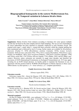 Biogeographical Homogeneity in the Eastern Mediterranean Sea. II