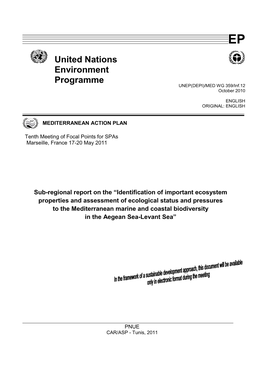 United Nations Environment Programme UNEP(DEPI)/MED WG 359/Inf.12 October 2010