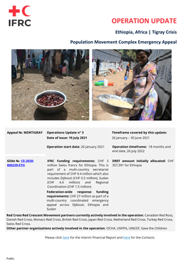 OPERATION UPDATE Ethiopia, Africa | Tigray Crisis Population Movement Complex Emergency Appeal