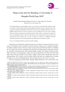 A Case Study of Shanghai World Expo 2010∗