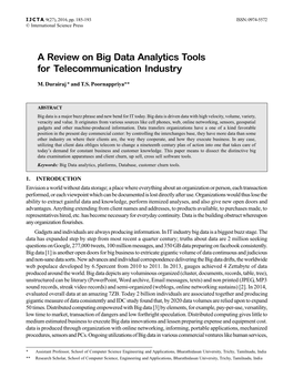 A Review on Big Data Analytics Tools for Telecommunication Industry