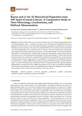 Barren and Li–Sn–Ta Mineralized Pegmatites from NW Spain (Central Galicia): a Comparative Study of Their Mineralogy, Geochemistry, and Wallrock Metasomatism