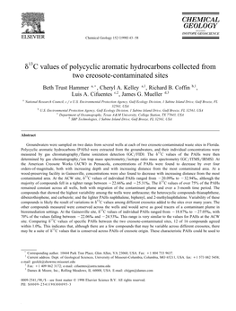 D C Values of Polycyclic Aromatic Hydrocarbons Collected from Two