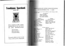 Trondhjems Sparebank Fpnelse OVER FORENINGENS O P R Ett Et 1823 I||EDLEMMER PR