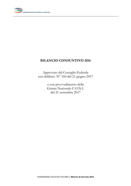 Relazione Del Presidente Al Bilancio Consuntivo 2016