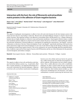 The Role of Fibronectin and Extracellular Matrix Proteins in the Adhesion Of