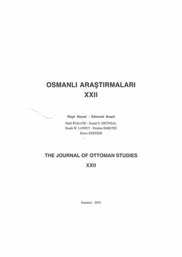 Osmanli Araştirmalari Xxii