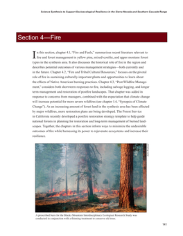 In This Section, Chapter 4.1, “Fire and Fuels,”