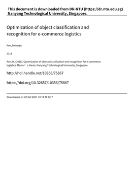 Optimization of Object Classification and Recognition for E‑Commerce Logistics