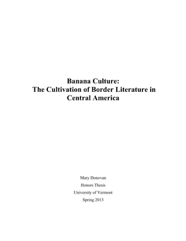 Banana Culture: the Cultivation of Border Literature in Central America