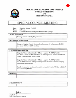 Special Council Meeting