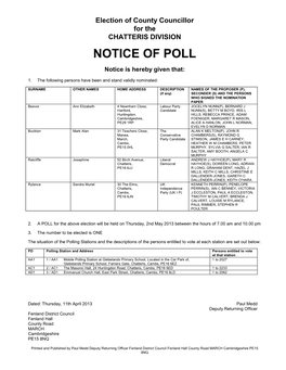 Notice of Poll