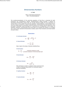 Dimensionless Numbers