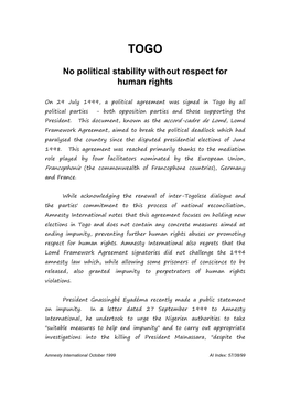 No Political Stability Without Respect for Human Rights