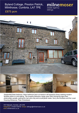 Byland Cottage, Preston Patrick, Milnthorpe, Cumbria, LA7 7PE