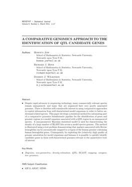 A Comparative Genomics Approach to the Identification of Qtl Candidate Genes