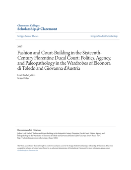 Fashion and Court-Building in the Sixteenth-Century Florentine Ducal Court