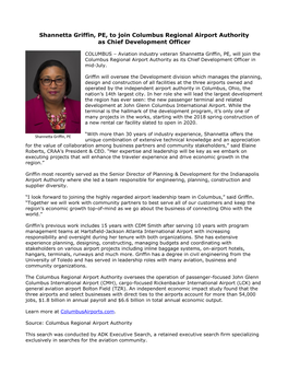 Shannetta Griffin, PE, to Join Columbus Regional Airport Authority As Chief Development Officer