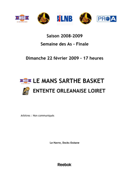 17 Heures LE MANS SARTHE BASKET ENTENTE