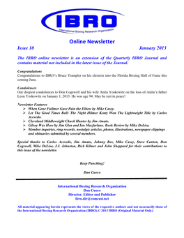 Online Newsletter Issue 10 January 2013