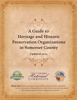 A Guide to Heritage and Historic Preservation Organizations in Somerset County Updated 2020