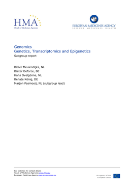 Genomics Genetics, Transcriptomics and Epigenetics Subgroup Report