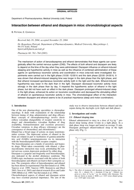 Interaction Between Ethanol and Diazepam in Mice: Chronobiological Aspects