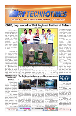 CNHS, Bags Award in 2014 Regional Festival of Talents