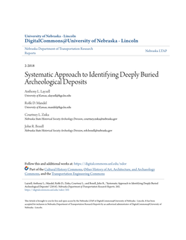 Systematic Approach to Identifying Deeply Buried Archeological Deposits Anthony L