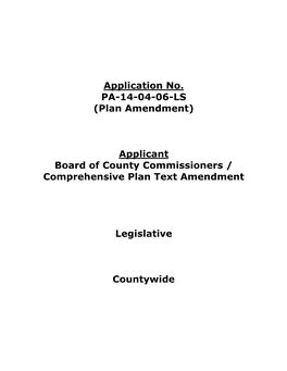 Applicant Board of County Commissioners / Comprehensive Plan Text Amendment
