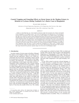 Coastal Trapping and Funneling Effects on Storm Surges in the Meghna Estuary in Relation to Cyclones Hitting Noakhali–Cox's