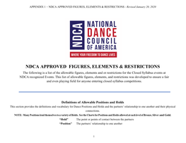 Ndca Approved Figures, Elements & Restrictions