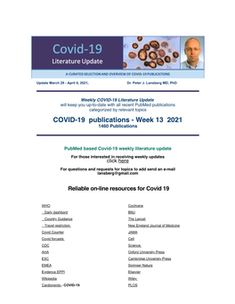 COVID-19 Publications - Week 13 2021 1460 Publications