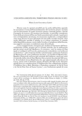 1 L'incastellamento Del Territorio Pisano