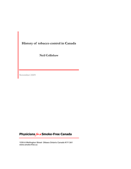 History of Tobacco Control in Canada