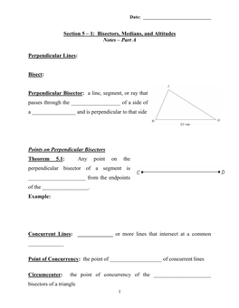 1: Bisectors, Medians, and Altitudes Perpendicular Lines: Bisect