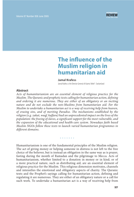 The Influence of the Muslim Religion in Humanitarian