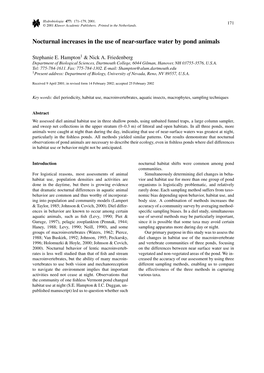 Nocturnal Increases in the Use of Near-Surface Water by Pond Animals