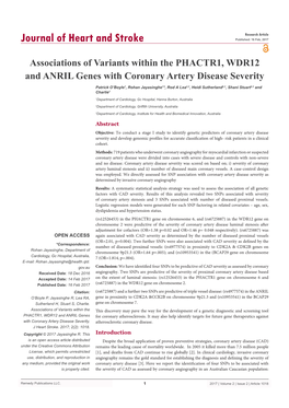 Associations of Variants Within the PHACTR1, WDR12 and ANRIL Genes with Coronary Artery Disease Severity