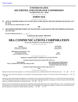 SBA COMMUNICATIONS CORPORATION (Exact Name of Registrant As Specified in Its Charter)