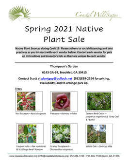 Spring 2021 Native Plant Sale