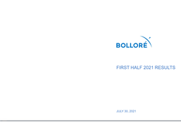 First Half 2021 Results