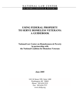 Using Federal Property to Serve Homeless Veterans: a Guidebook