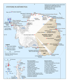 STATIONS in ANTARCTICA Coastline from ADD, 9 December 2016 Published February 2017 Map Catalogue No 14560